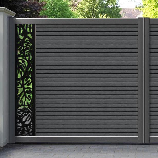 Hudson Botanic Straight Top Driveway Gate - Dark Grey - End Screen