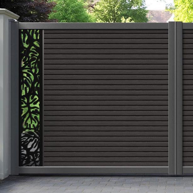 Hudson Botanic Straight Top Driveway Gate - Dark Oak - End Screen