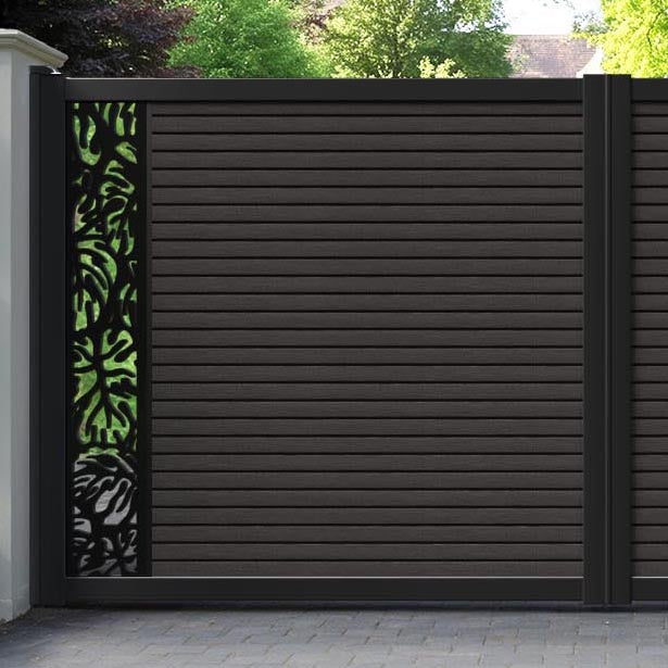 Hudson Botanic Straight Top Driveway Gate - Dark Oak - End Screen