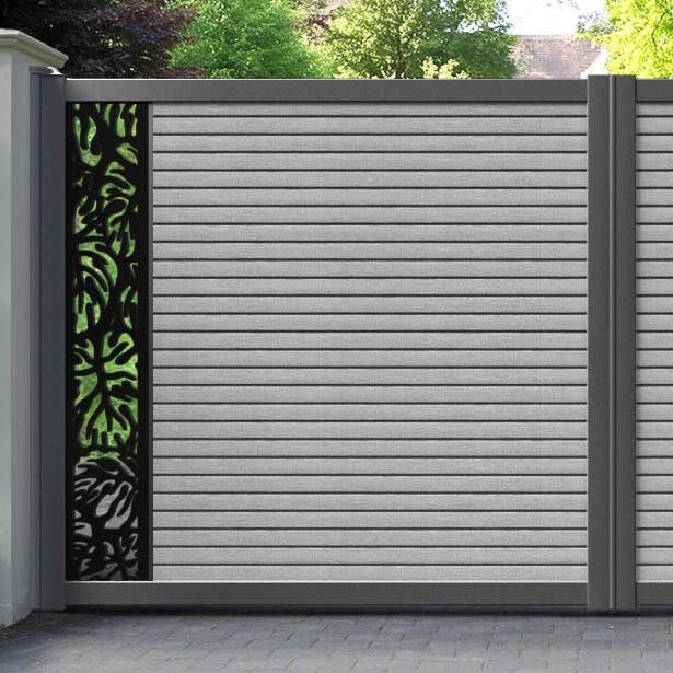 Hudson Botanic Straight Top Driveway Gate - Light Grey - End Screen