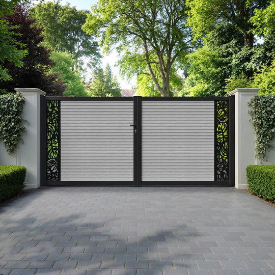 Hudson Botanic Straight Top Driveway Gate - Light Grey - End Screen