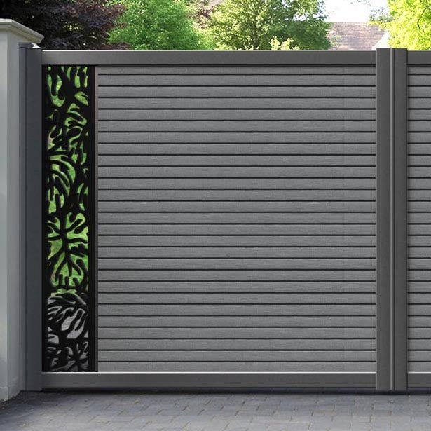 Hudson Botanic Straight Top Driveway Gate - Mid Grey - End Screen