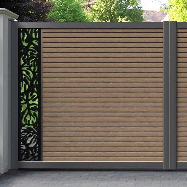 Hudson Botanic Straight Top Driveway Gate - Teak - End Screen