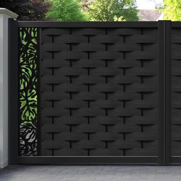Ripple Botanic Straight Top Driveway Gate - Black - End Screen