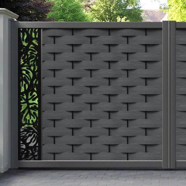 Ripple Botanic Straight Top Driveway Gate - Dark Grey - End Screen