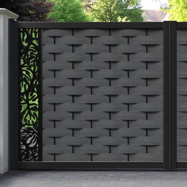 Ripple Botanic Straight Top Driveway Gate - Dark Grey - End Screen