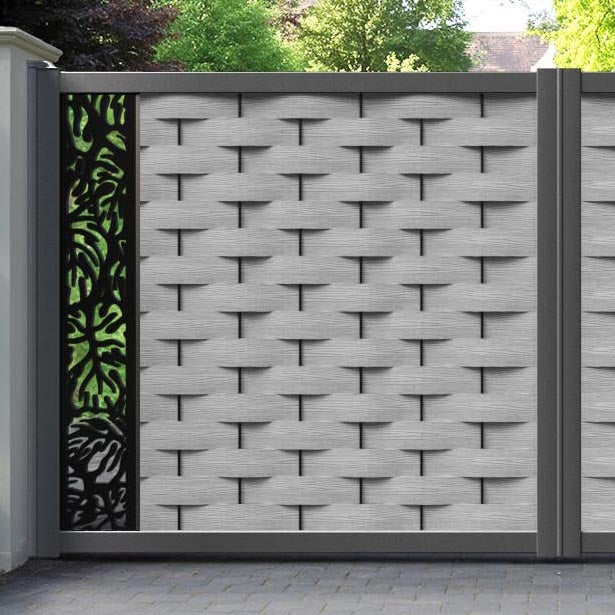 Ripple Botanic Straight Top Driveway Gate - Light Grey - End Screen