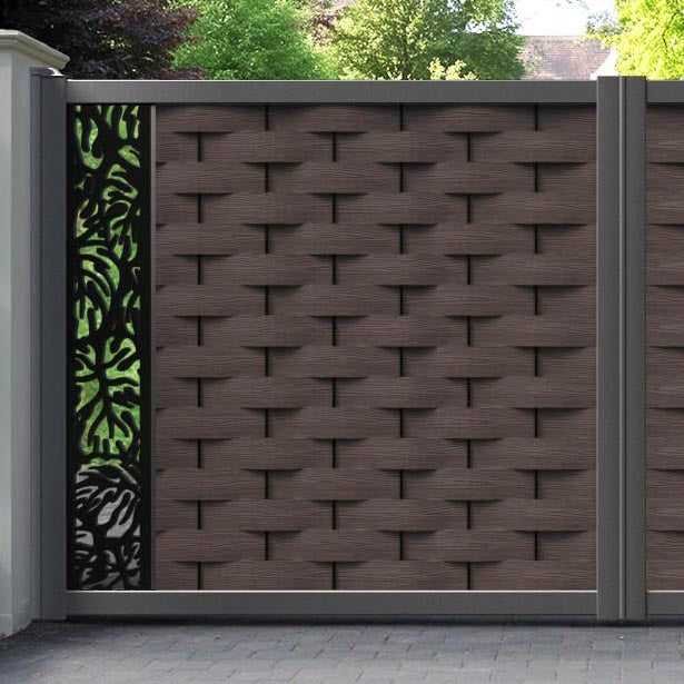 Ripple Botanic Straight Top Driveway Gate - Mid Brown - End Screen