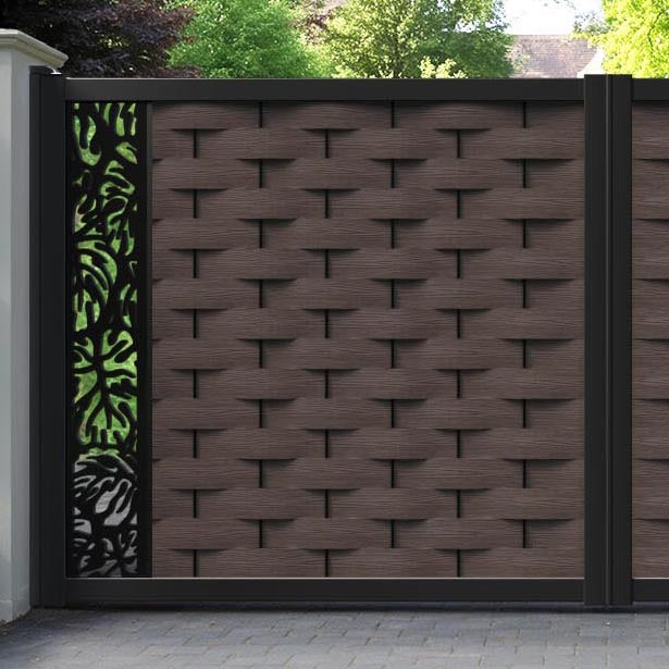 Ripple Botanic Straight Top Driveway Gate - Mid Brown - End Screen