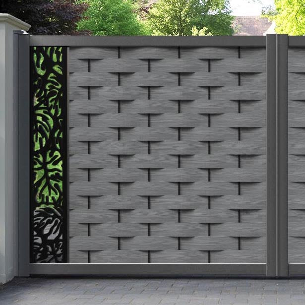 Ripple Botanic Straight Top Driveway Gate - Mid Grey - End Screen