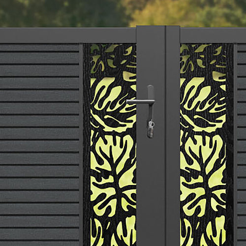 Hudson Botanic Straight Top Driveway Gate - Dark Grey - Middle & End Screen