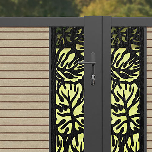 Hudson Botanic Straight Top Driveway Gate - Light Oak - Middle Screen