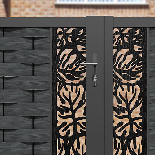 Ripple Botanic Straight Top Driveway Gate - Dark Grey - Middle Screen