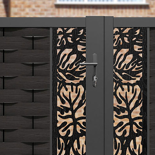 Ripple Botanic Straight Top Driveway Gate - Dark Oak - Middle Screen