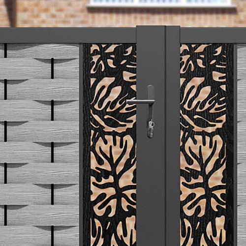 Ripple Botanic Straight Top Driveway Gate - Light Grey - Middle & End Screen