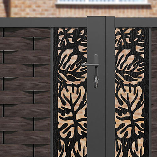 Ripple Botanic Straight Top Driveway Gate - Mid Brown - Middle Screen