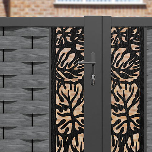 Ripple Botanic Straight Top Driveway Gate - Mid Grey - Middle & End Screen