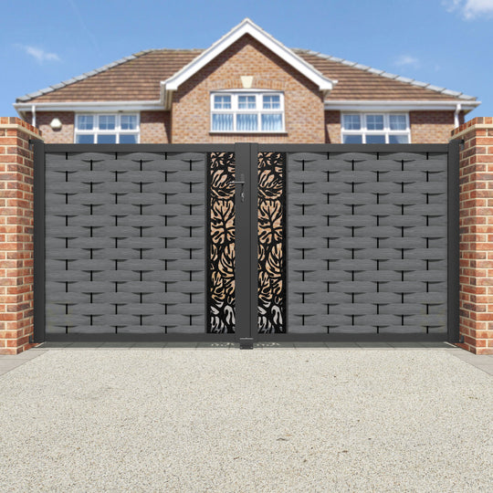 Ripple Botanic Straight Top Driveway Gate - Mid Grey - Middle Screen