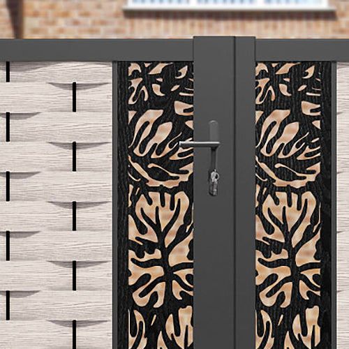 Ripple Botanic Straight Top Driveway Gate - Mid Stone - Middle Screen