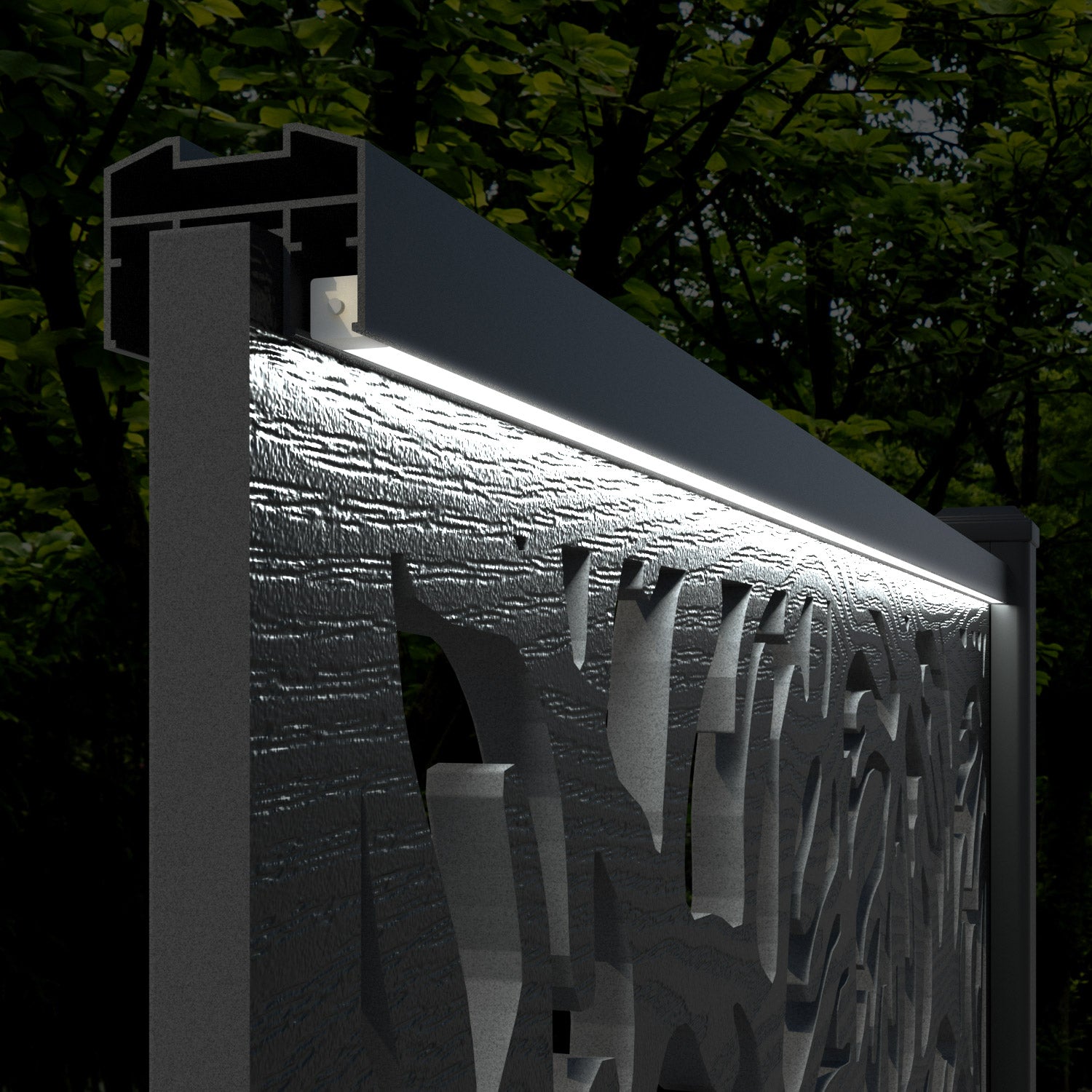 Ripple Botanic Fence Panel - Anthracite - with our composite posts