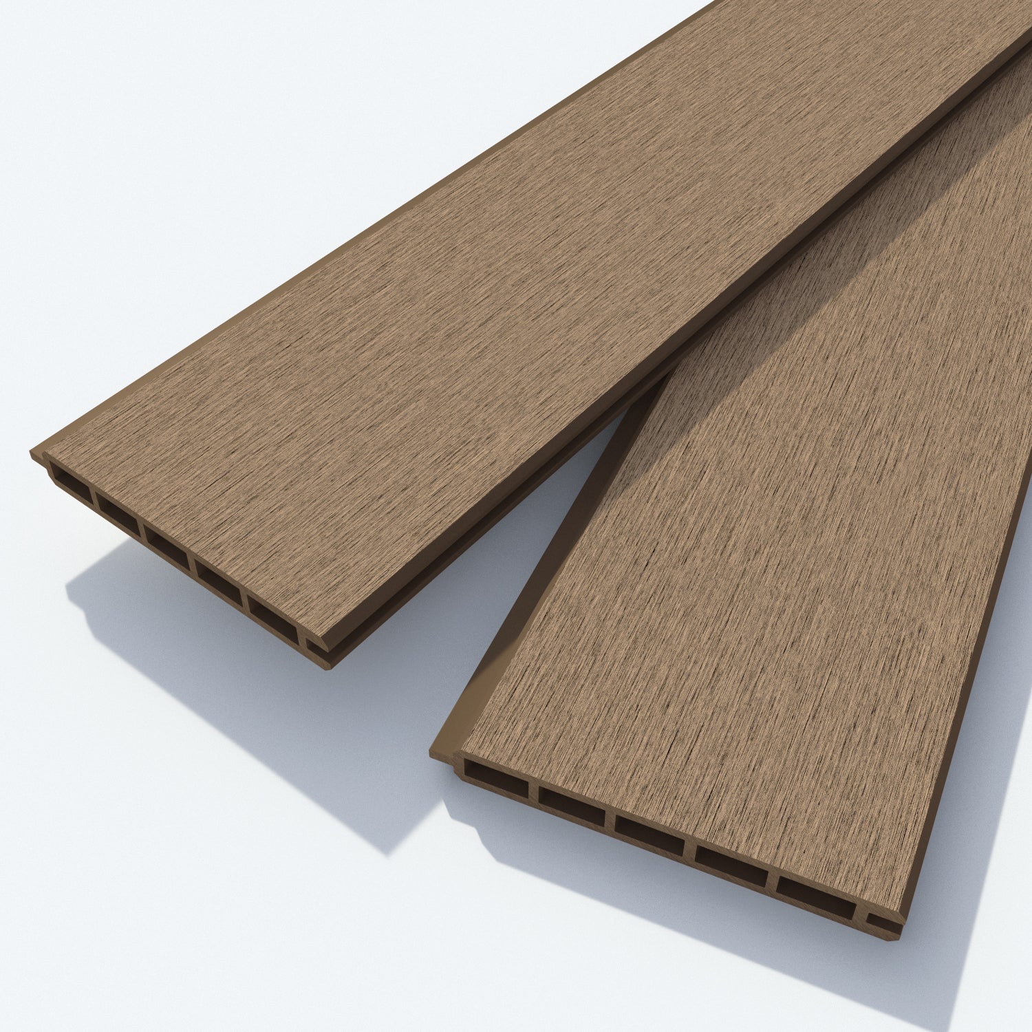 Fusion Zaria Curved Top Fence Panel - Teak - with our aluminium posts