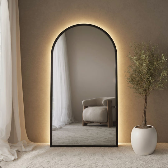 Carlton Framed Arched Full-Length Leaner Mirror - with LED