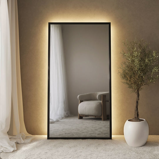 Carlton Framed Rectangular Full-Length Leaner Mirror - with LED