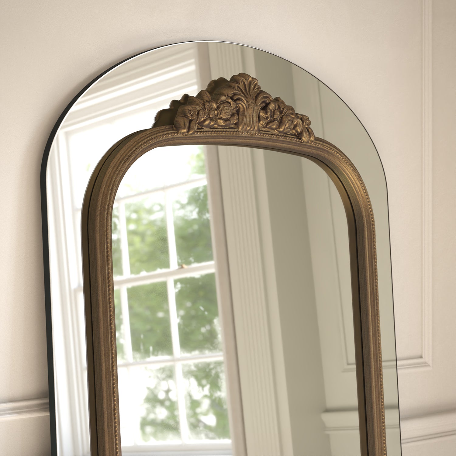 Chateau Frame Within Arched Full-Length Leaner Mirror