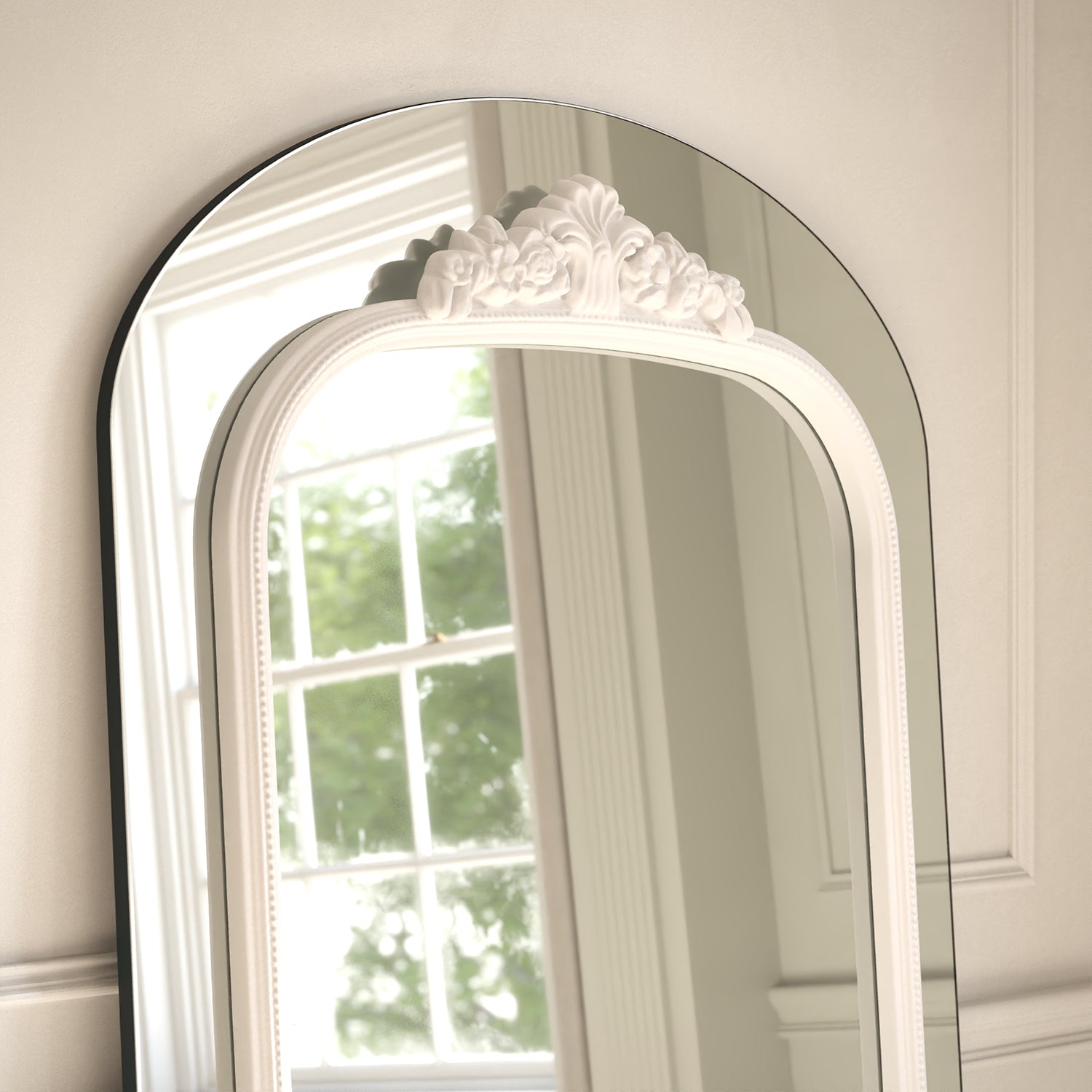 Chateau Frame Within Arched Full-Length Leaner Mirror