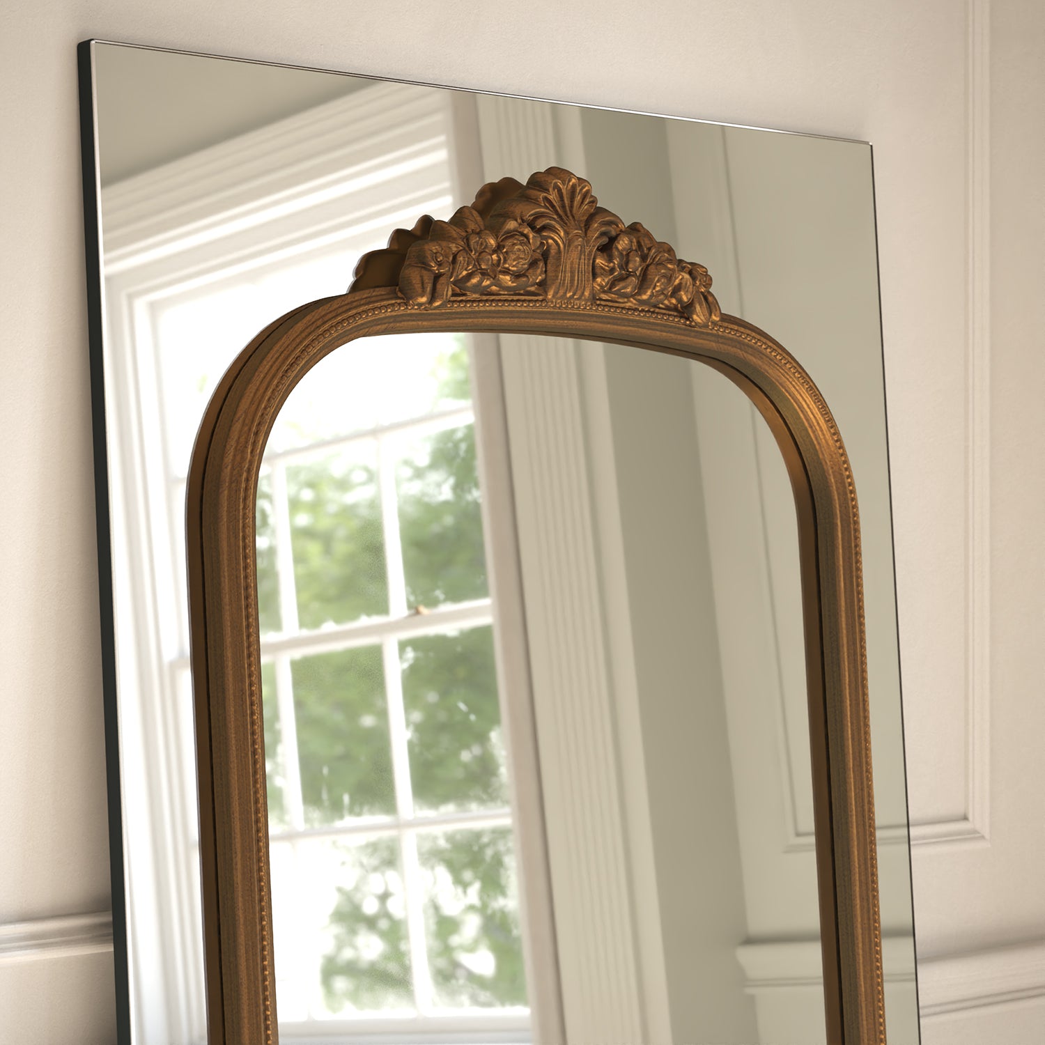 Chateau Frame Within Rectangular Full-Length Leaner Mirror - with LED