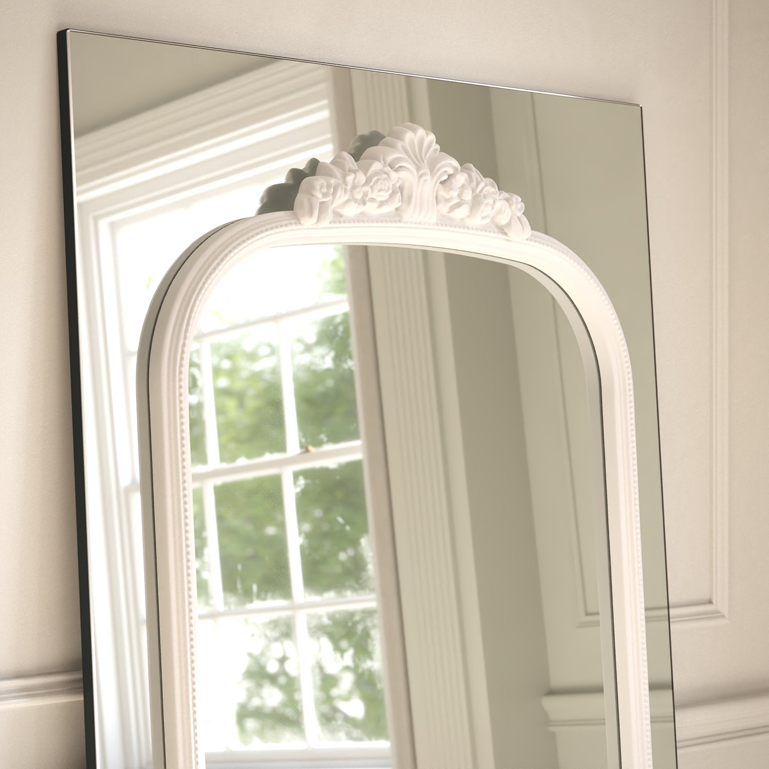 Chateau Frame Within Rectangular Full-Length Leaner Mirror - with LED