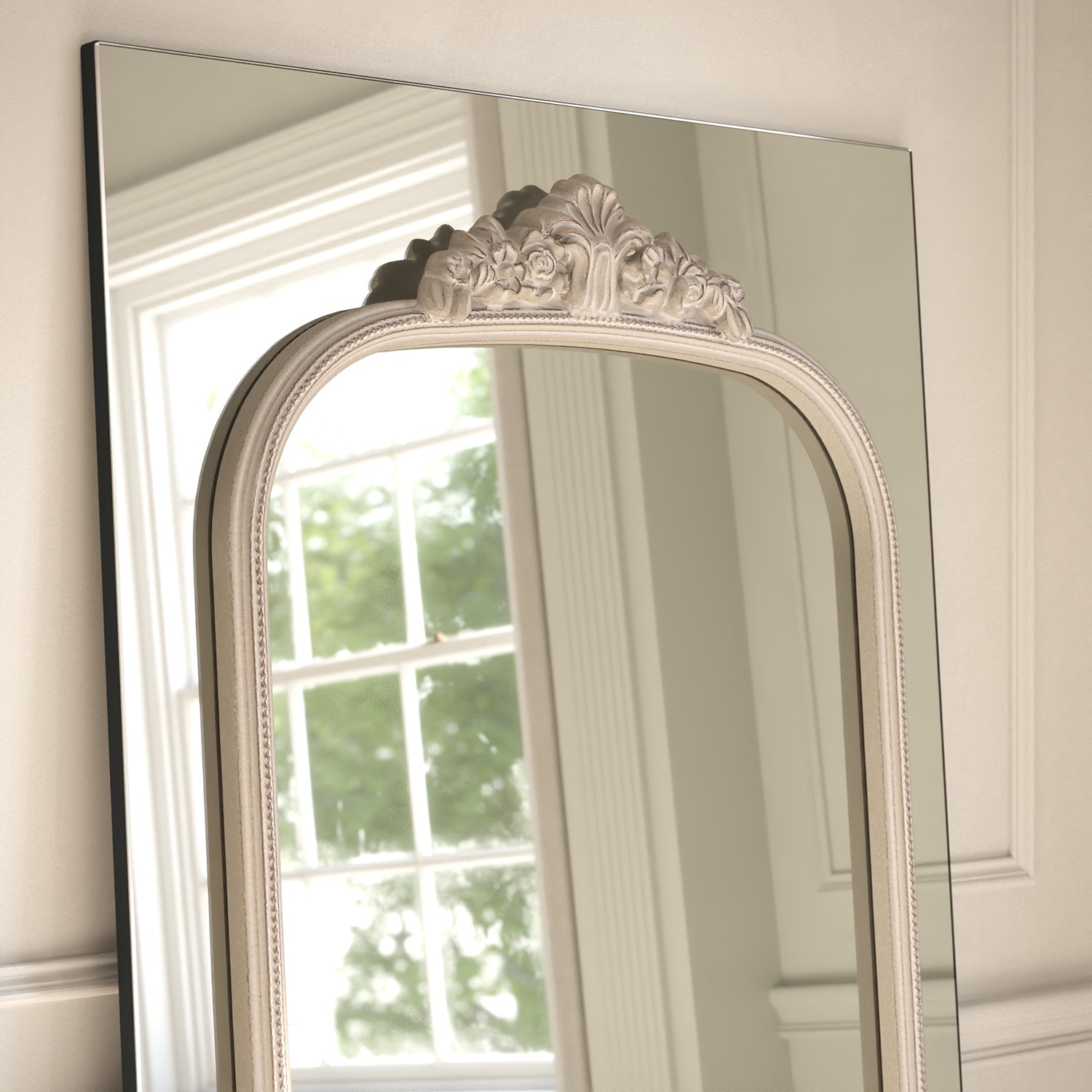 Chateau Frame Within Rectangular Full-Length Leaner Mirror - with LED
