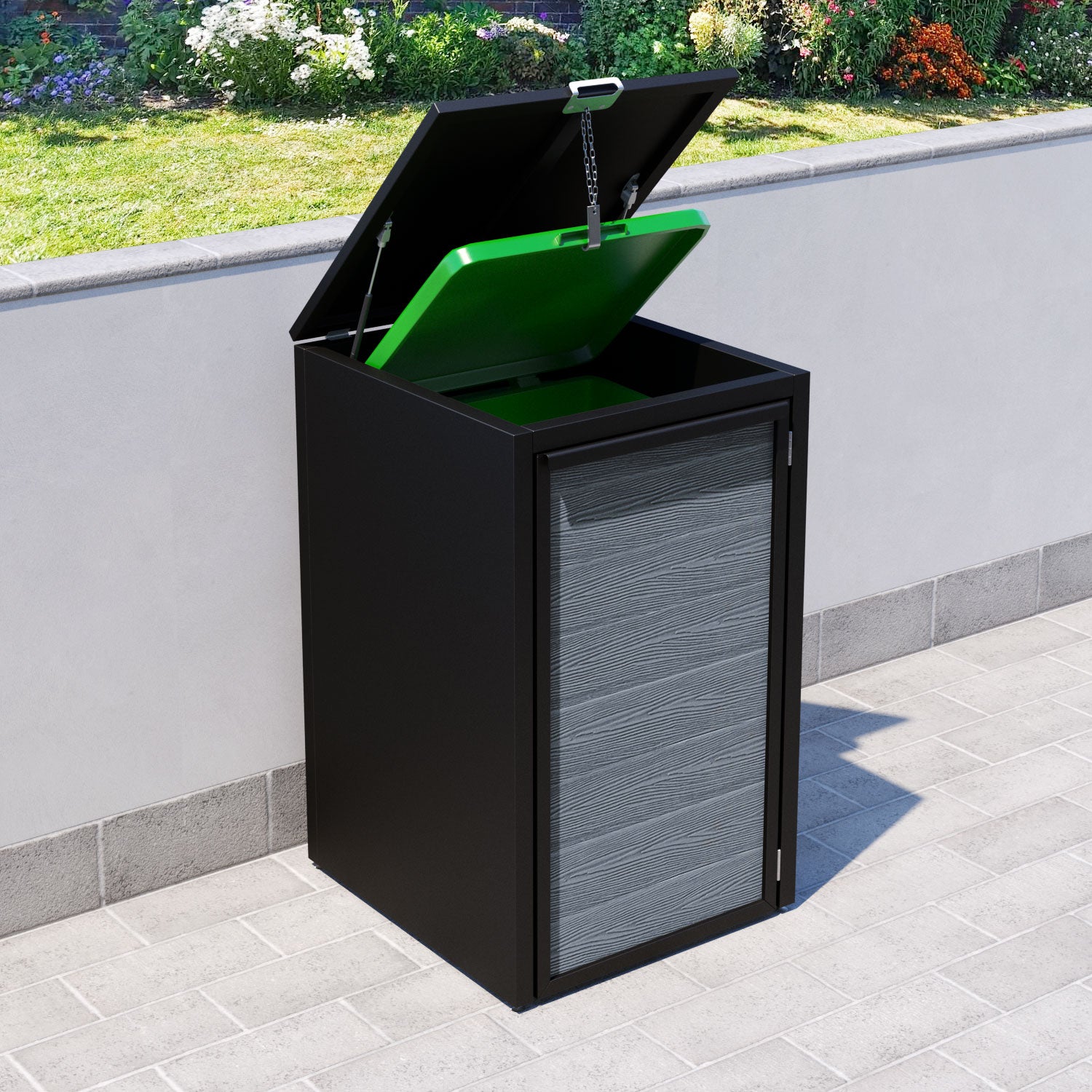 Black 1 Bin Store with Classic Door Slat