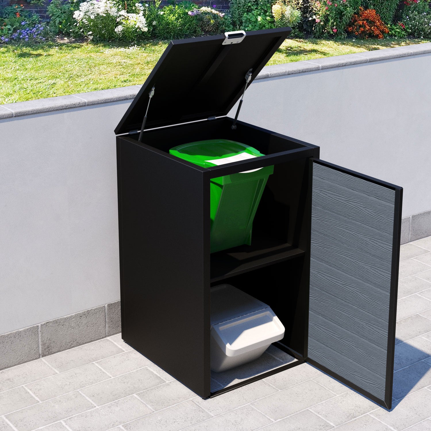 Black 1 Bin Store with Classic Door Slat