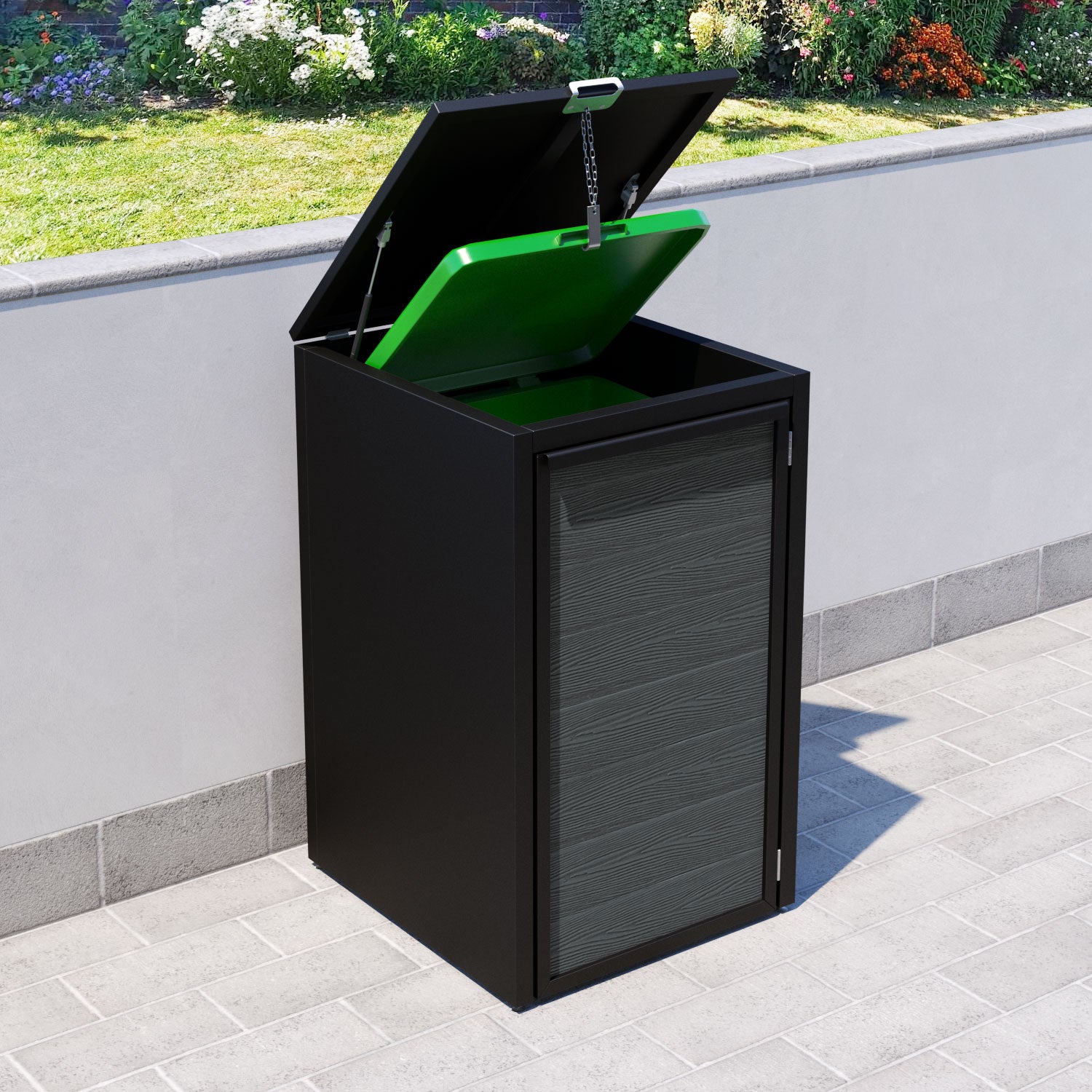 Black 1 Bin Store with Classic Door Slat