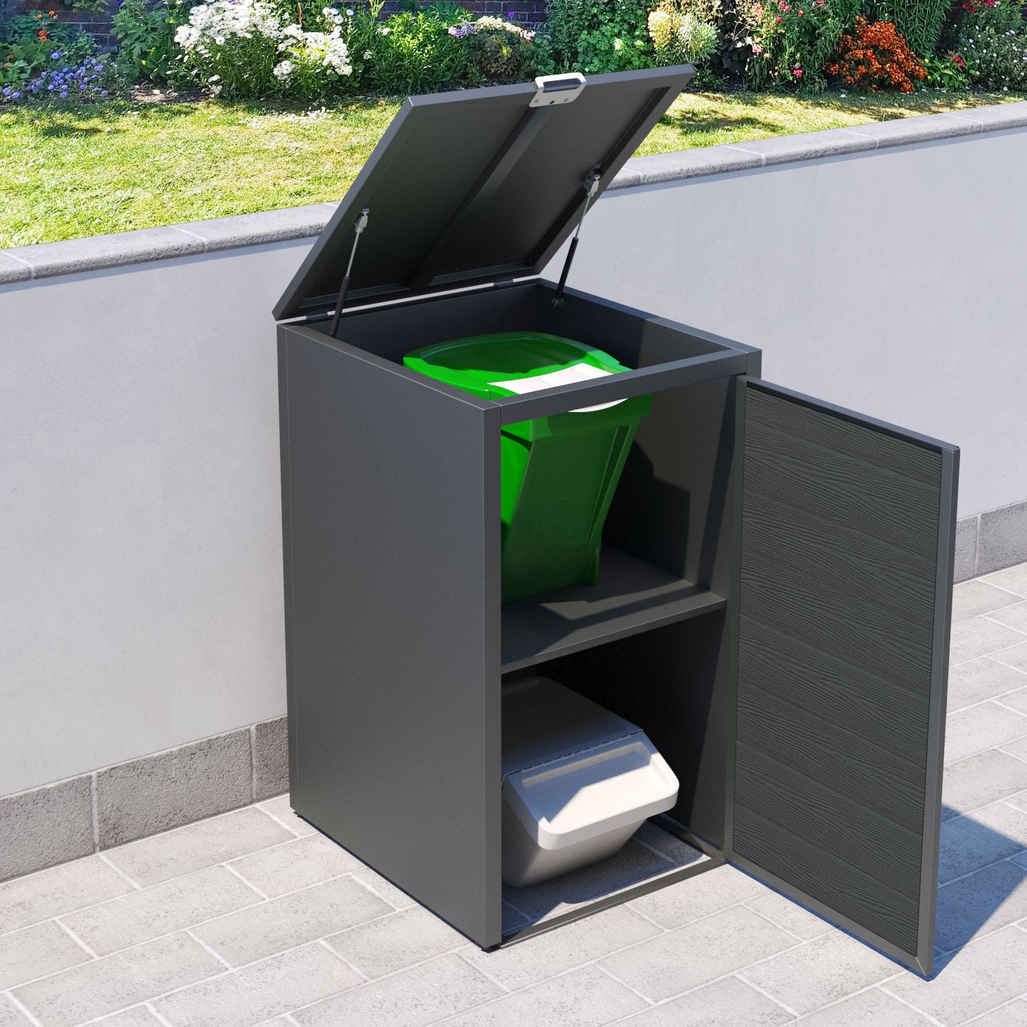 Grey 2 Bin Store with Classic Door Slat