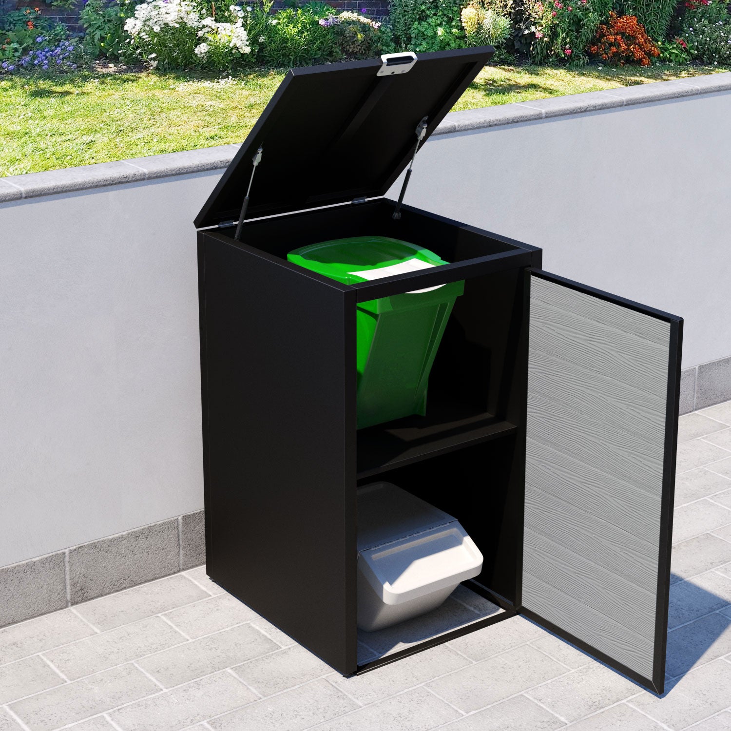 Black 1 Bin Store with Classic Door Slat