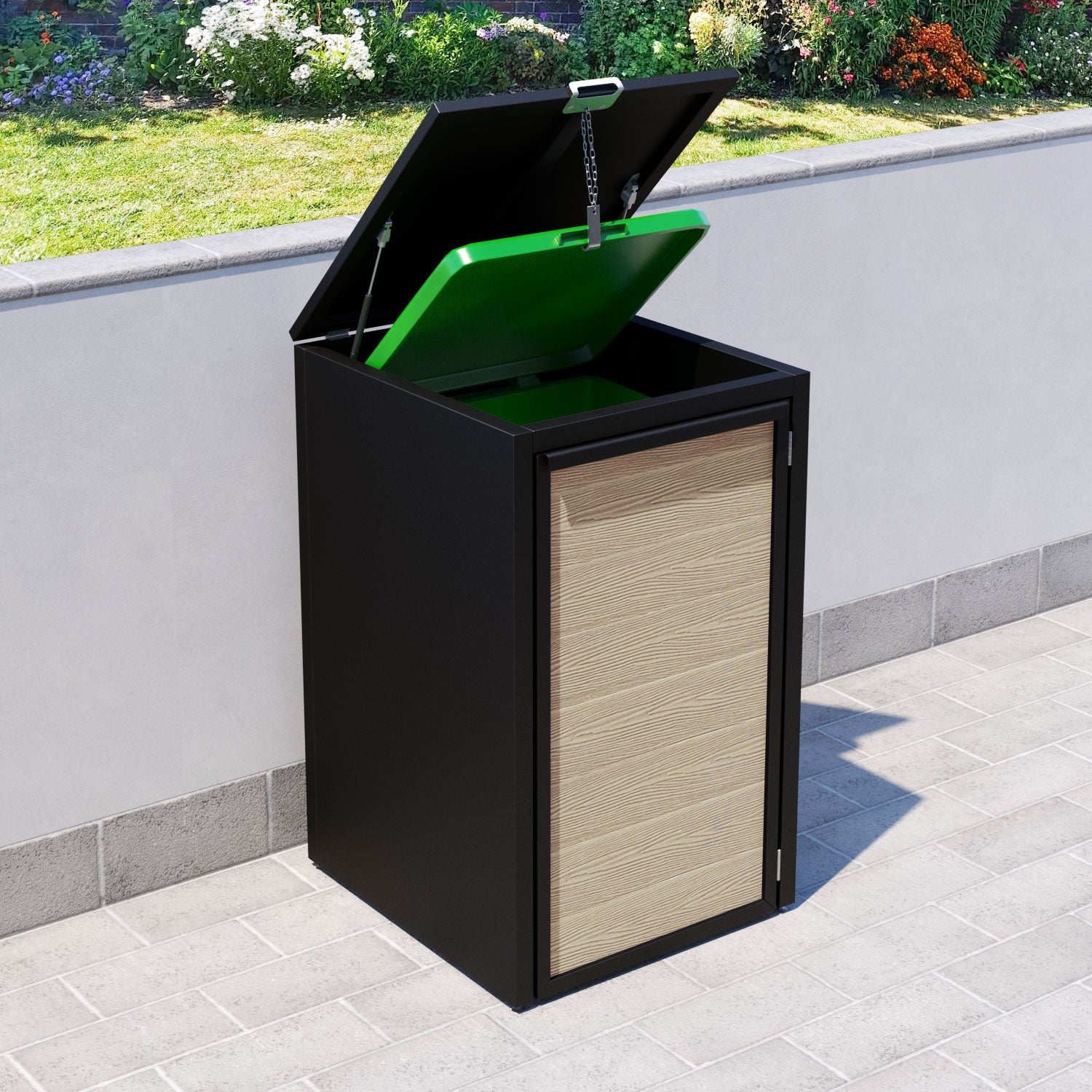 Black 1 Bin Store with Classic Door Slat