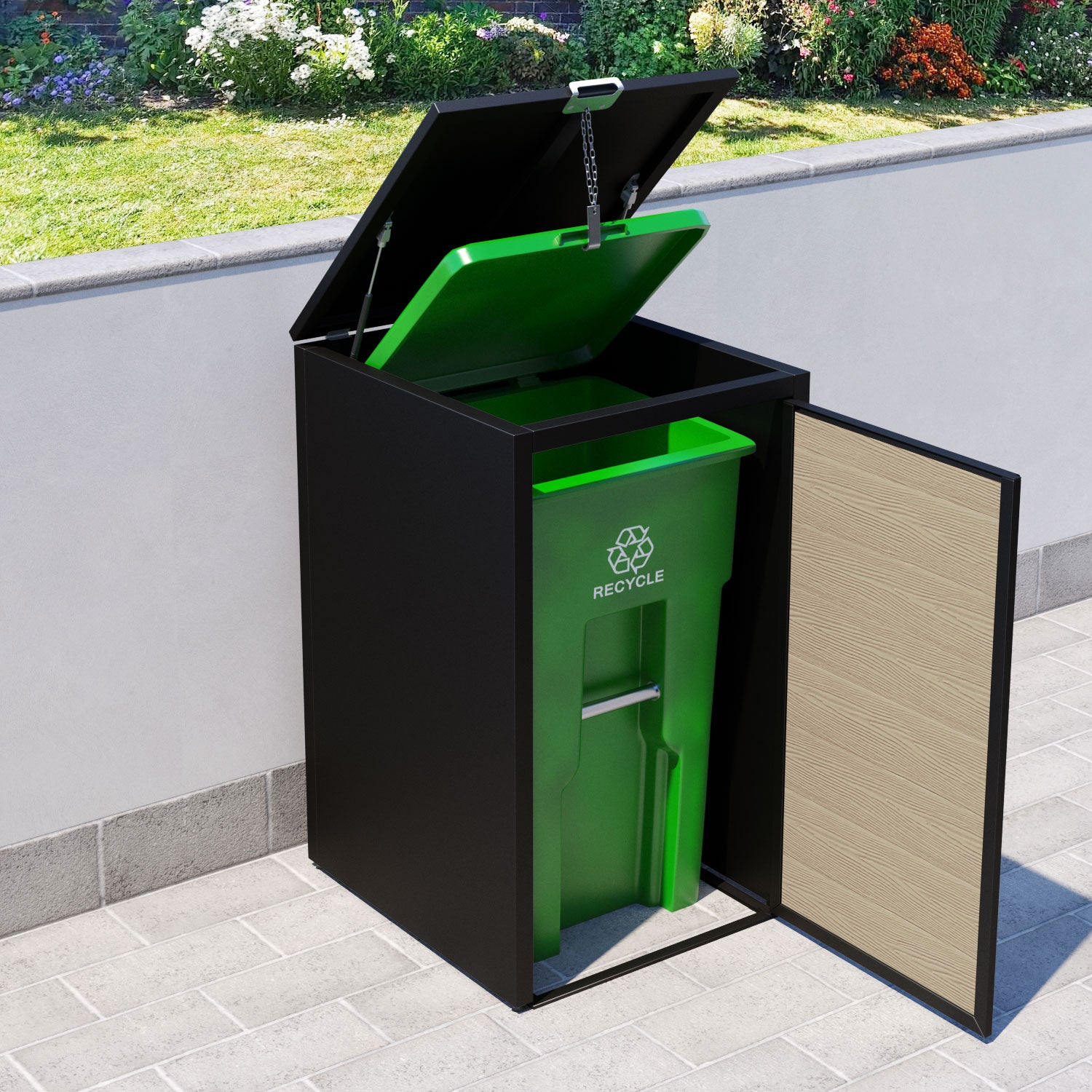 Black 1 Bin Store with Classic Door Slat