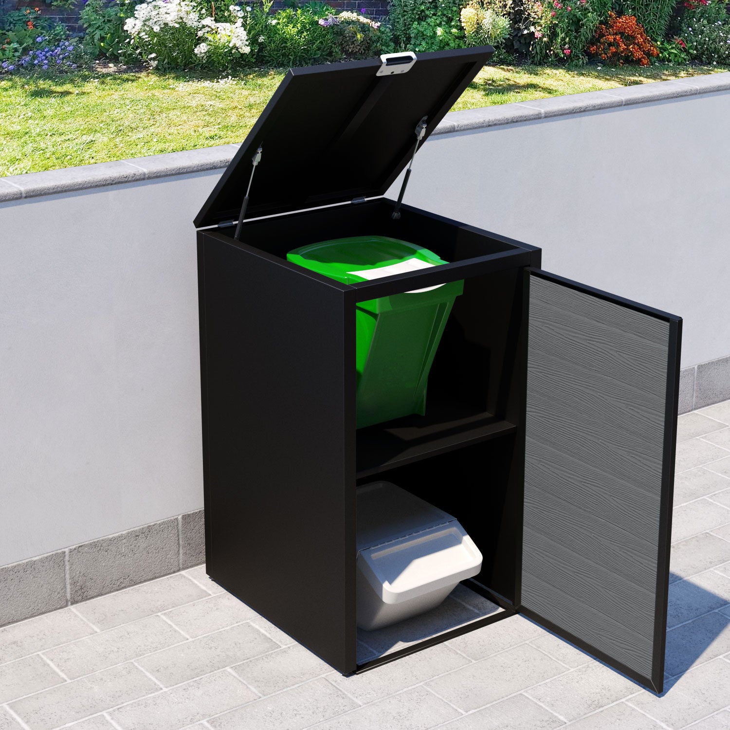 Black 1 Bin Store with Classic Door Slat