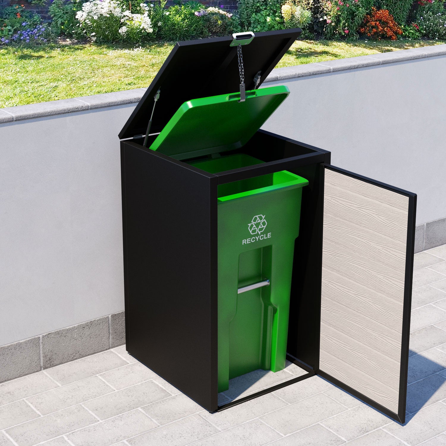 Black 1 Bin Store with Classic Door Slat