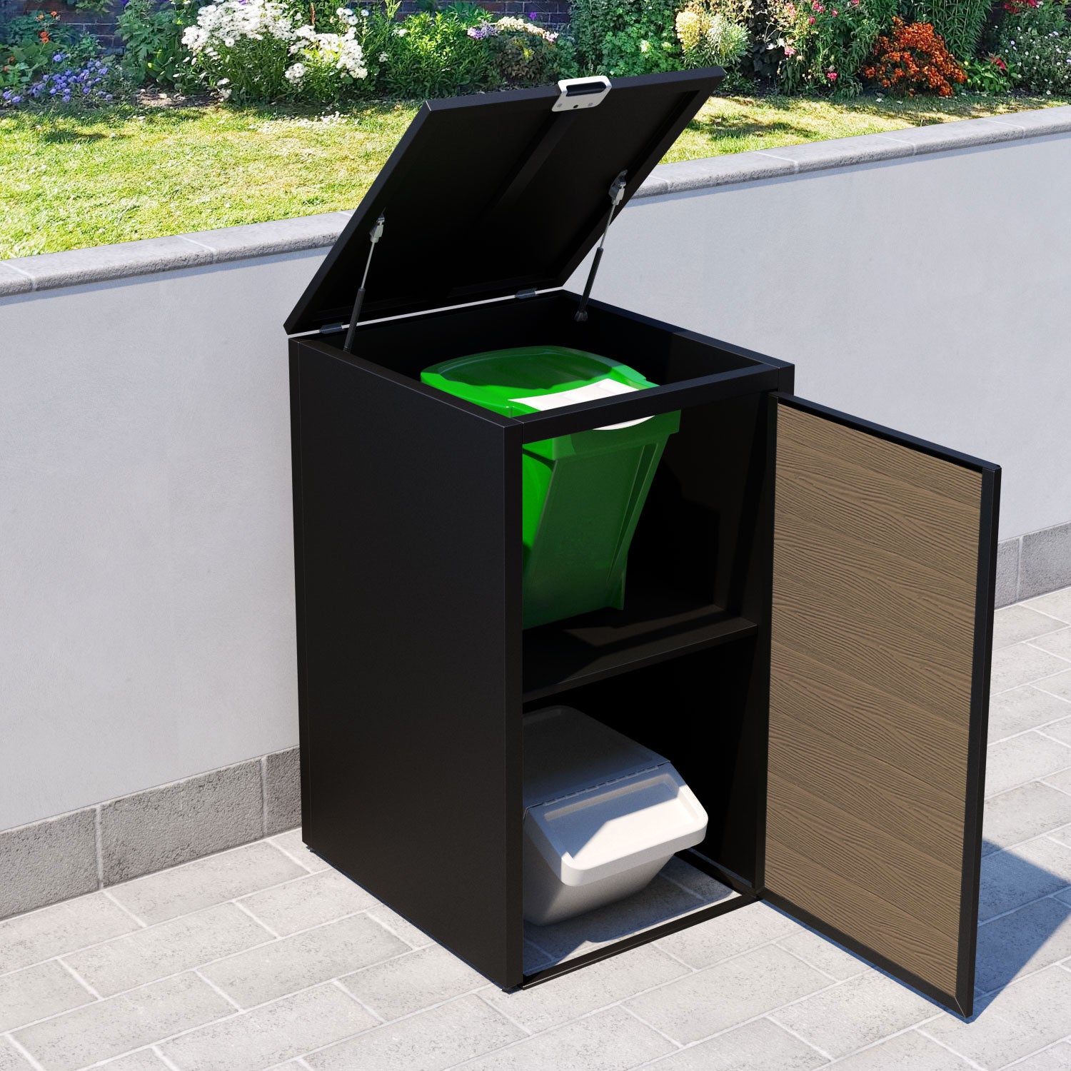 Black 1 Bin Store with Classic Door Slat