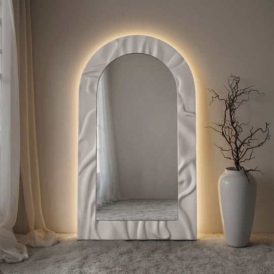 Cloud Framed Arched Full-Length Leaner Mirror - with LED