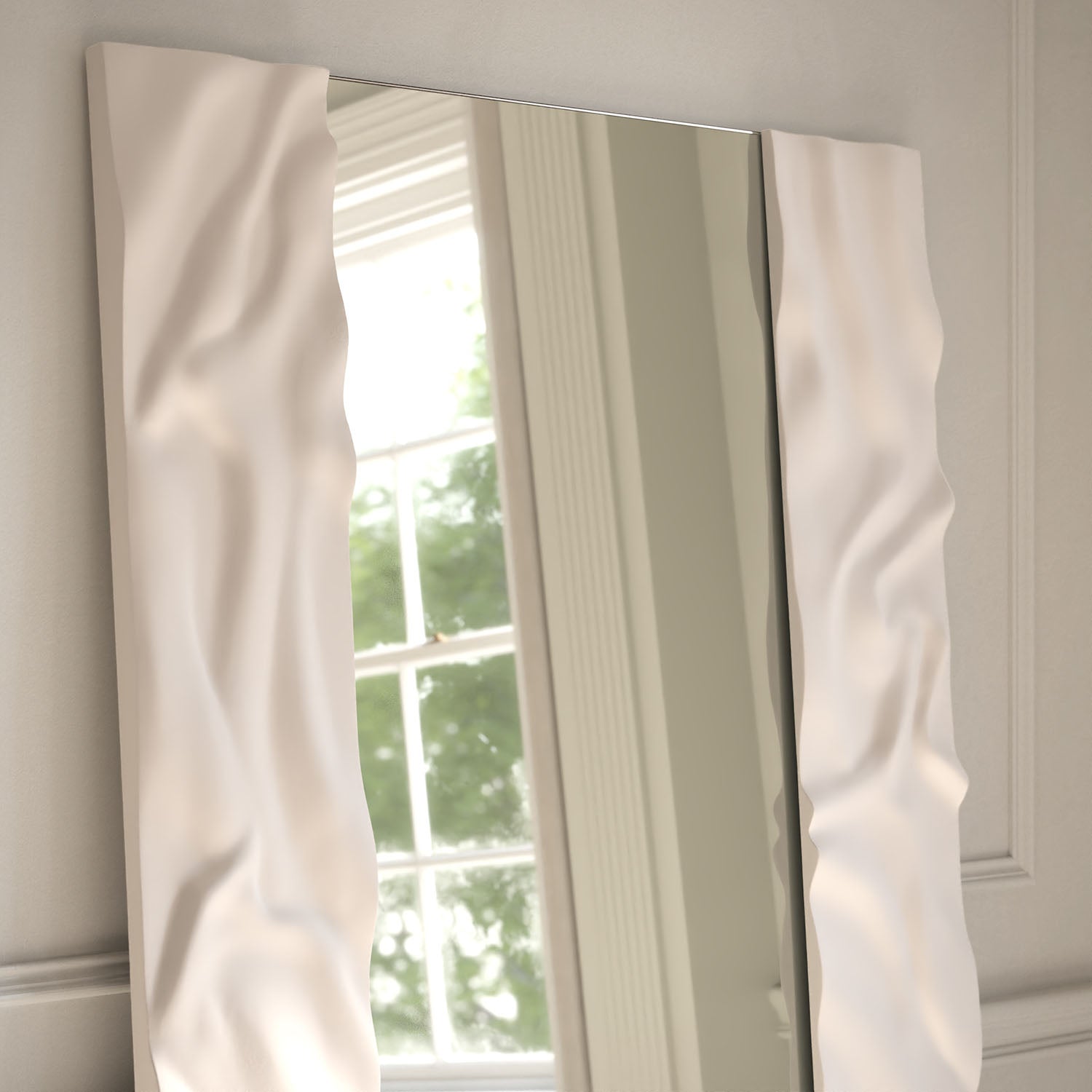 Cloud Partial Frame Rectangular Full-Length Leaner Mirror