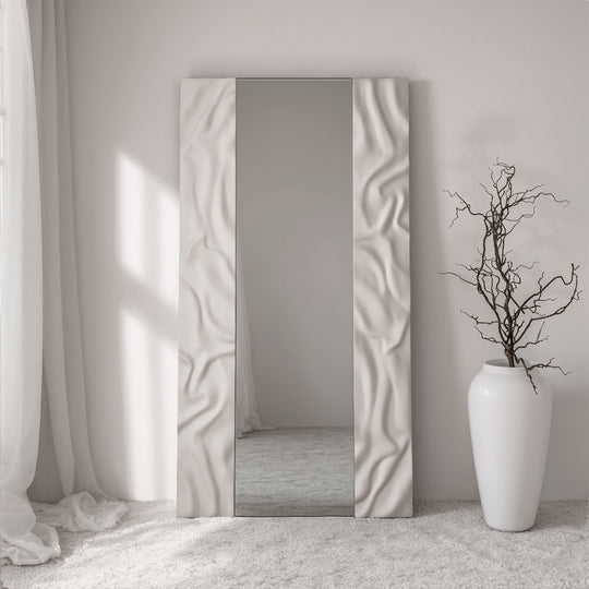 Cloud Partial Frame Rectangular Full-Length Leaner Mirror