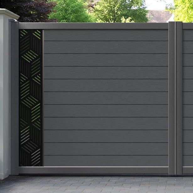 Fusion Cubed Straight Top Driveway Gate - Dark Grey - End Screen
