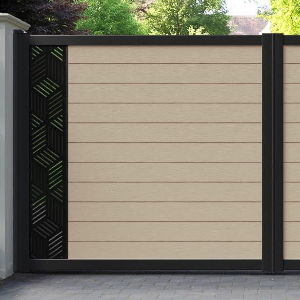 Fusion Cubed Straight Top Driveway Gate - Light Oak - End Screen