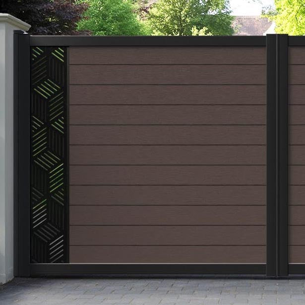 Fusion Cubed Straight Top Driveway Gate - Mid Brown - End Screen
