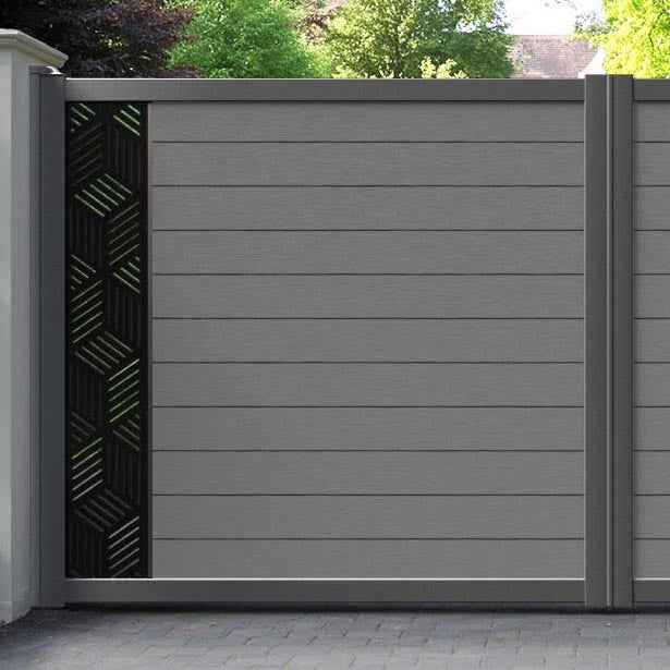 Fusion Cubed Straight Top Driveway Gate - Mid Grey - End Screen