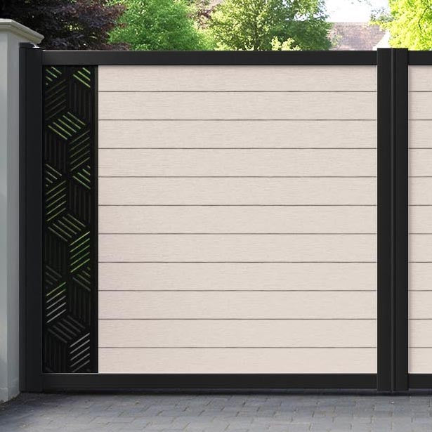 Fusion Cubed Straight Top Driveway Gate - Mid Stone - End Screen